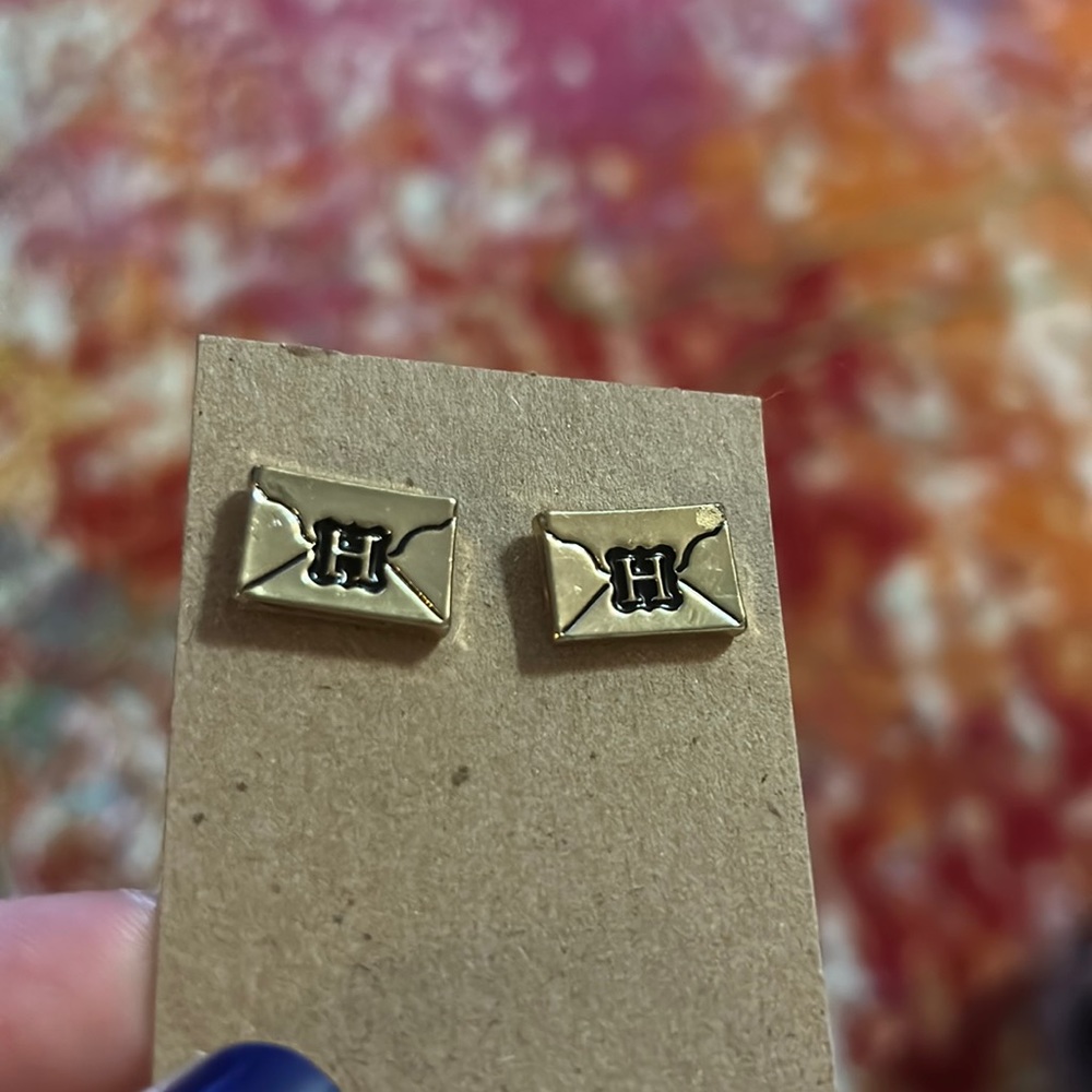 Hogwarts letter gold studs